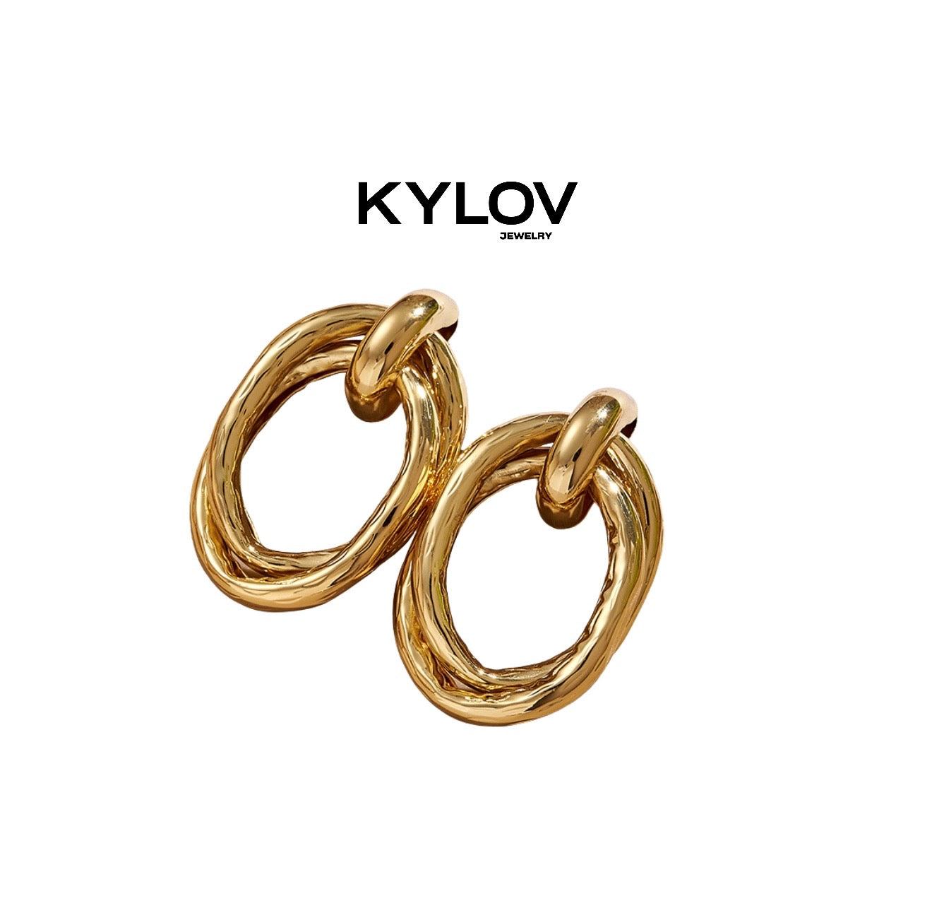 Aretes ovalados color oro