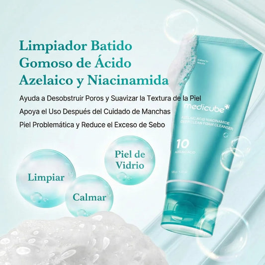 MEDICUBE - Azelaic Acid Niacinamide Deep Clean Foam Cleanser 120 GR | Limpiador Seborregulador