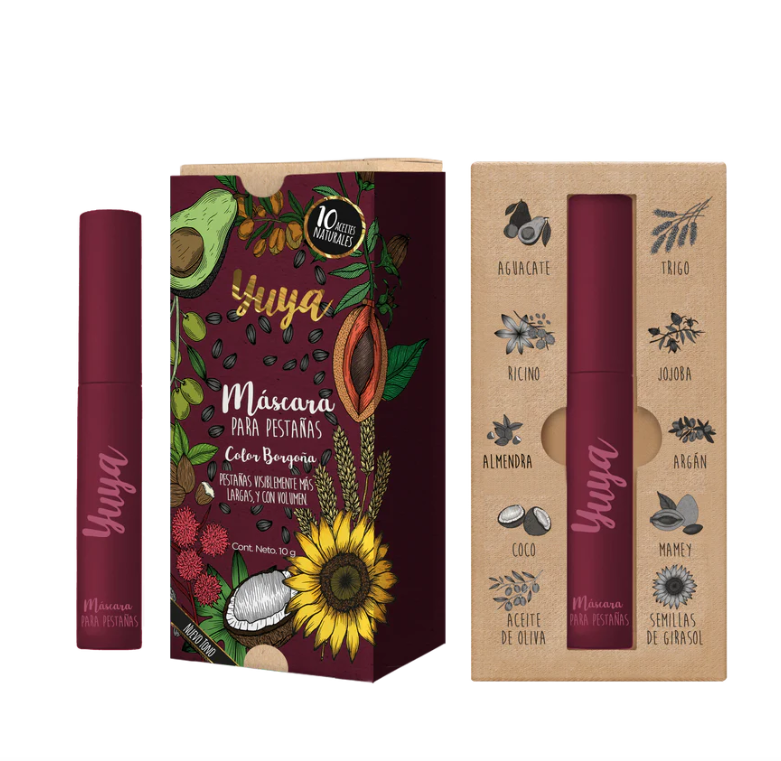 Yuya Máscara para pestañas 10 aceites naturales (Color borgoña)