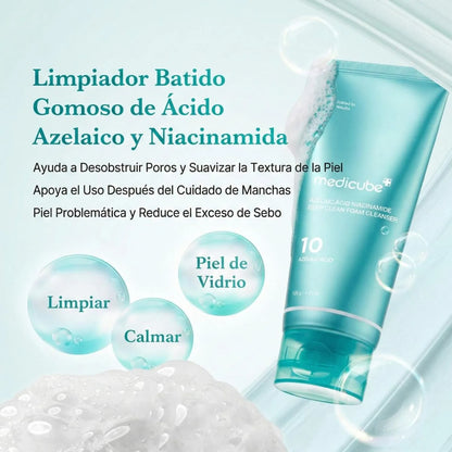 MEDICUBE - Azelaic Acid Niacinamide Deep Clean Foam Cleanser 120 GR | Limpiador Seborregulador