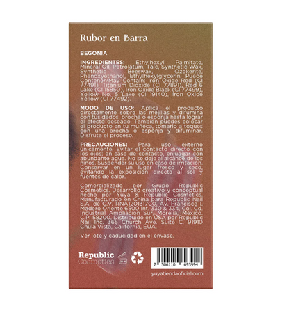 Yuya Rubor en barra "Begonia"